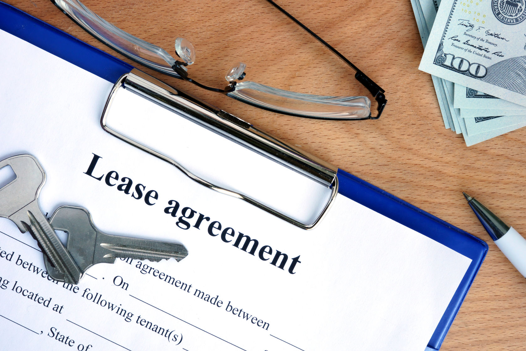 A lease agreement for monthly rent that requires two months rent is not a legal issue. It can, however, become one after the tenant moved. The law on deposits and interest of the security deposit can be complicated.  